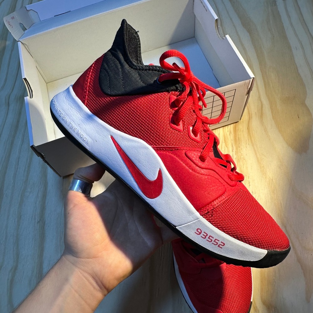 Nike Men's PG 3 University Red Black Basketball Shoes Size 8.5